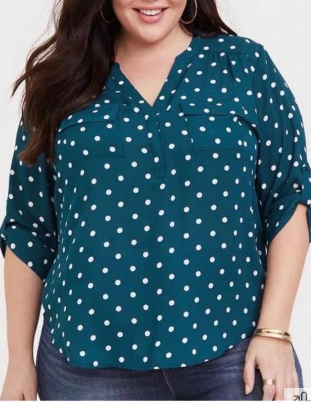 Torrid Harper Teal Polka Dot V-Neck Tunic